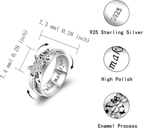 Butterfly Dragonfly Fidget Ring 925 Sterling Silver Anxiety Spinner Rings Relief Stress for Women Daughter Mom in Kuwait