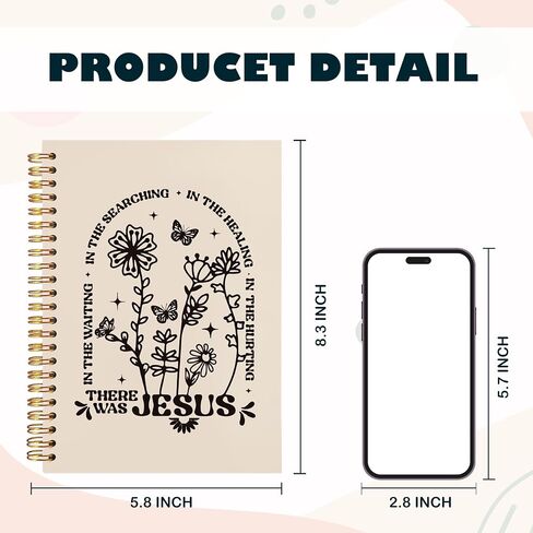 BearCake Boho Floral Christian Notebook Journal, Christian Gifts for Women, Bible Notebooks for Note Taking, Bible Journaling Notebook, Where the Jesus Hardcover Spiral Notebook 5.5x8.3 in Saudi Arabia