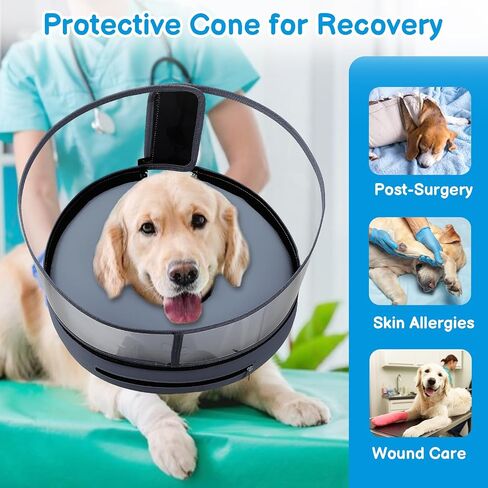 BARKLESS Donut Cone for Large Dogs, Protective Collar After Surgery to Stop Licking, Blow up Dog Surgery Collar with Transparent Shield, Inflatable Pillow Cone for Labrador, Rottweiler in Kuwait
