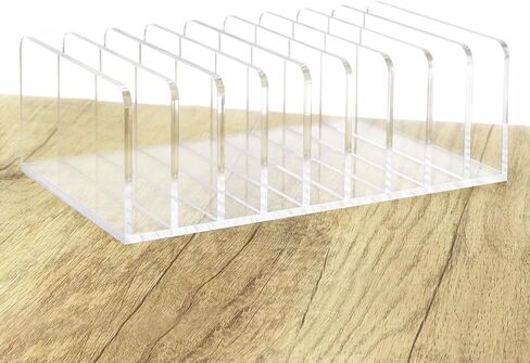Qwork 9 Compartments Clear Desk Mail Organizer ، Sorter Office Document Sorter ، تصميم شفاف متدرج ، قاعدة غير قابلة للانزلاق للمكتب ، المنازل ، منظمة سطح المكتب المدرسية in Saudi Arabia