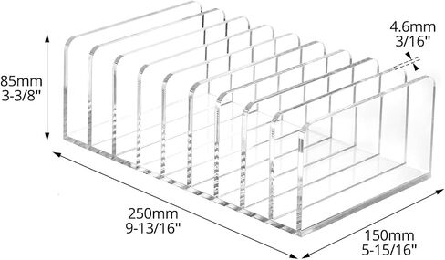 Qwork 9 Compartments Clear Desk Mail Organizer ، Sorter Office Document Sorter ، تصميم شفاف متدرج ، قاعدة غير قابلة للانزلاق للمكتب ، المنازل ، منظمة سطح المكتب المدرسية in Saudi Arabia
