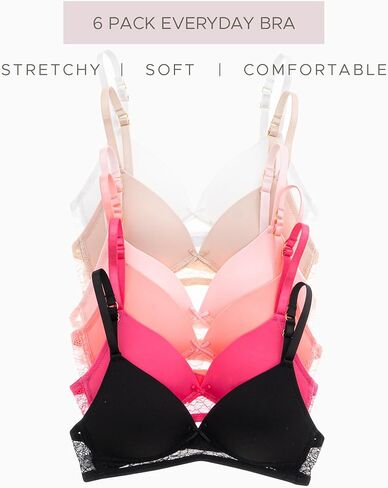 حمالة صدر أليس آيفز للفتيات والمراهقات والنساء الصغيرات مبطنة بشكل خفيف - عبوة من 6 قطع in Kuwait