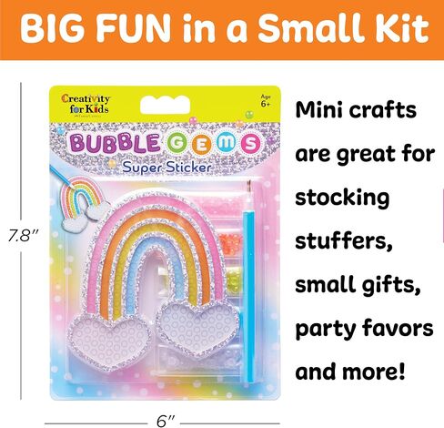 Creativity for Kids Bubble Gem Super Sticker: Rainbow, Diamond Art Kits for Kids, Small Gifts and Stocking Stuffers for Girls, Window Art Craft Kits for Girls and Boys Ages 6-8+ in Saudi Arabia