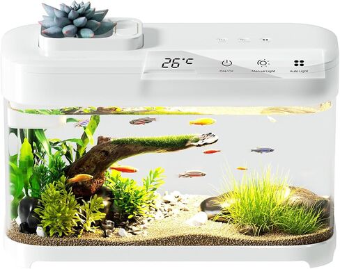 Smart Betta Fish Tank Aquarium 3 Gallon with Temperature Monitor, 3 Stage Filtration, 8 Color Lighting, Self Cleaning Small Beta Tank Kit, Acrylic in Saudi Arabia