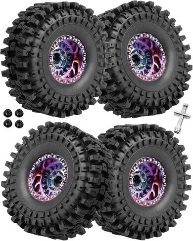 1.9" Beadlock rc Wheels and Tires for 1/10 RC Crawler TRX4 TRX6 SCX10 90046 AXI03007 VS4-10 Gen8 MST CFX D90,Aluminium 1.9 Beadlock Wheels 1.9 Beadlock Tires RC Tires,4pcs,Titanium Rainbow in Saudi Arabia