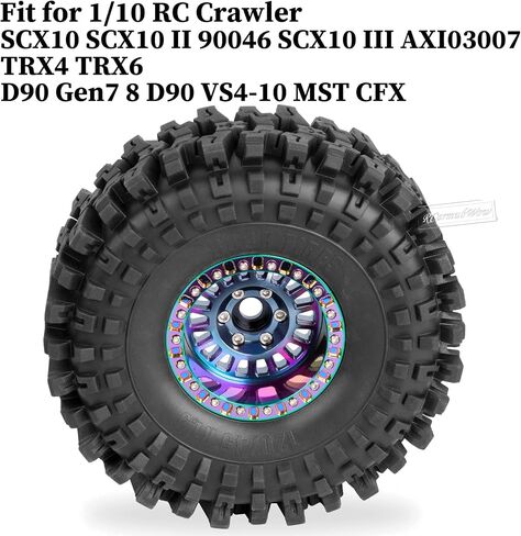 1.9" Beadlock rc Wheels and Tires for 1/10 RC Crawler TRX4 TRX6 SCX10 90046 AXI03007 VS4-10 Gen8 MST CFX D90,Aluminium 1.9 Beadlock Wheels 1.9 Beadlock Tires RC Tires,4pcs,Titanium Rainbow in Saudi Arabia