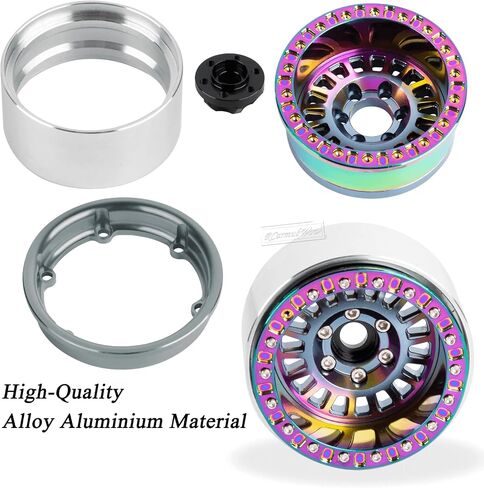 1.9" Beadlock rc Wheels and Tires for 1/10 RC Crawler TRX4 TRX6 SCX10 90046 AXI03007 VS4-10 Gen8 MST CFX D90,Aluminium 1.9 Beadlock Wheels 1.9 Beadlock Tires RC Tires,4pcs,Titanium Rainbow in Saudi Arabia