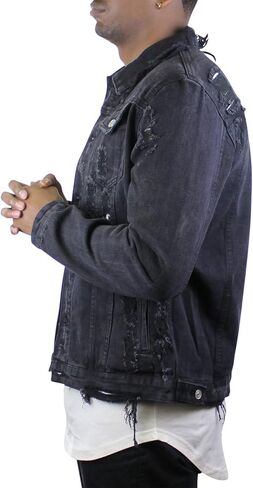 جاكيت جينز ممزق من قماش الدنيم من ShirtBANC بمظهر عتيق الطراز الكلاسيكي لسائقي الشاحنات in Kuwait