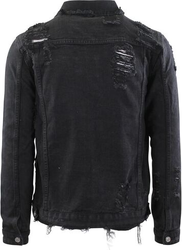 جاكيت جينز ممزق من قماش الدنيم من ShirtBANC بمظهر عتيق الطراز الكلاسيكي لسائقي الشاحنات in Kuwait