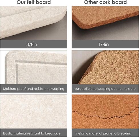 Bulletin Board, 35 x 17 1/2 inches Felt Board - Decorative Pin Board, Cork Board Alternative for Wall, Foldable Picture Board Self-Adhesive Vision Board Prayer Board with 20 Pushpins - Oatmeal in Kuwait