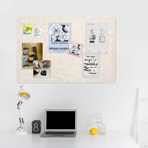 Bulletin Board, 35 x 17 1/2 inches Felt Board - Decorative Pin Board, Cork Board Alternative for Wall, Foldable Picture Board Self-Adhesive Vision Board Prayer Board with 20 Pushpins - Oatmeal in Kuwait