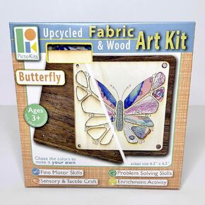 Picto Kits Butterfly Fabric & Wood Art Kit - A New Way to Make Amazing Art for All Skill Levels