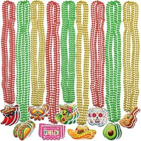 jollylife 36PCS Cinco de Mayo Fiesta Necklaces Beads Mexican Party Favors Decorations Birthday Supplies