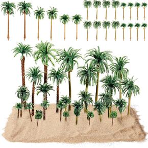 28 Pcs Model Trees Fake Miniature Trees Diorama Supplies Model Scenery Supplies Miniature Garden Accessories with Faux Moss Snow Leaves Decor for DIY Projects Landscape Fairy(Coconut Tree)
