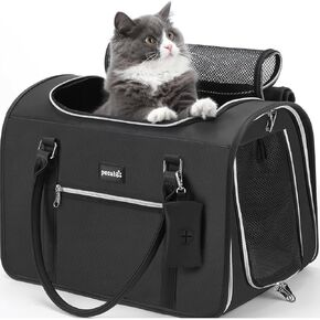 Pecute Cat Carrier Up to 6kg/13lbs, Pet Carrier Airline Approved,Fashionable Women's Pet Soft Carrier Bag with Built-in Safety Rope and Lockable Zipper Foldable Portable Pet Soft Travel Bag,Pink