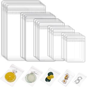 Outus 100 Pieces Clear PVC Jewelry Bags Small Plastic Zipper Lock Transparent Jewelry Storage Pouch Anti Tarnish Sealable Bags for Packaging Jewelry Rings Earrings Candy