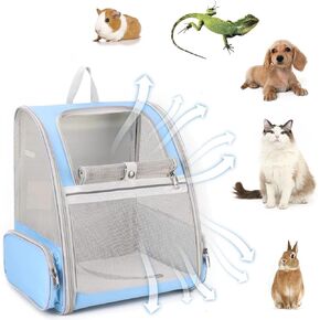 Cat Backpack Carrier，Cat Travel Backpack for Small Dog and Large Cat，Collapsible Fully Ventilation Design Fit Camping, Traveling, Cycling, Hiking, Outdoors Up to 15 Lbs (Blue)