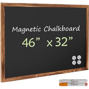 Board2by Magnetic Chalkboard Black Board 46 × 32 ، لوحة طباشير كبيرة إضافية لزخارف الجدران ، لوحة مغناطيس مؤطرة من الخشب سهلة الإسرائي