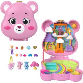 Polly Pocket x Care Bears Dolls & Playset with Toy Car and Themed Accessories, Travel Toy, Partnership Compact