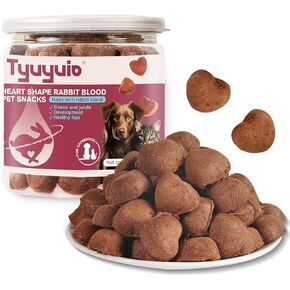 Freeze-Dried Rabbit Blood in Heart Shape,High Protein Freeze-Dried Pet Food for Dogs Cats, Supplemental Iron.Fresh Ingredient Snacks, 2.1 oz.