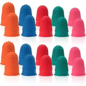 20pcs Finger Protectors Finger Cots for Paperwork, Counting Money, Writing, Sorting, Paper Crafts, Cutting, Embroidery, Hot Melt Glue, Finger Sleeves in 5 Sizes and Colors