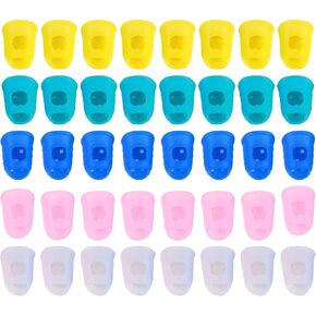 BESTonZON 40Pcs Rubber Fingers Tips, Silicone Finger Tips, Silicone Tips Guard Thimble Fingertip Grips Finger Protectors Pads Cover for Paper Sorting, Page Turning, Hand Sewing, Guitar Playing