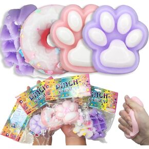4pcs Taba Squishy Cat Paw Donut Squeeze Toys, Kawaii Mochi Squishy Sensory Toys, fufu Squishy for Cute Toys,Fidget Toys Squishy Novelty Things,Suitable for Kids Teenage