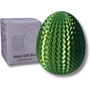 Egg-Shaped Maze Gift Box - Money Box for Cash Gifts, Puzzle Box for Boys & Girls, Easter Gift Box with Hidden Compartments, Easter Present for Birthdays & Special Occasions (Yellow-Green Gradient)