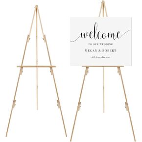 59" Wooden Tripod Display Easel Stand for Wedding Sign, Portable Tripod Wood Artist Easel