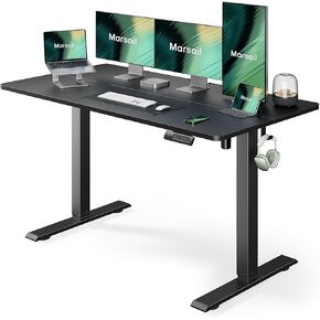 Marsail Electric Standing Desk, 55x24 Inch Adjustable Height Sit Stand up Desk for Home Office Furniture Computer Desk with 3 Memory Presets, Headphone Hook