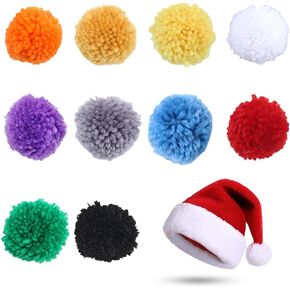 GORGECRAFT 20 PCS 10 Colors Yarn Pom Poms 1.8 Inch Large Multi-Color Wool Round Pompom Balls with Tails for Hats Scarf Earrings DIY Creative Arts Crafts Projects Party Home Outdoor Decorations