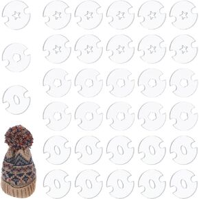 AHANDMAKER 60Pcs Acrylic Pom Poms Buttons for Hats, 3 Shapes Knitted Hat Making Fastener Tool Pom Pom for Knitted Hat, Hat Pom Pom Holder Removable Pom Pom Fasteners for Knit Beanies and Toques