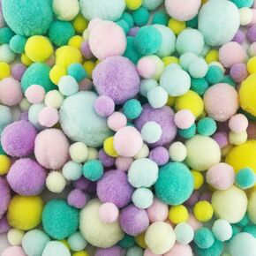 Jxpinet 1000 PCS 5 أحجام من 1 سم إلى 3 سم POMS ، كرات بوم بوم غامضة ، كرات متنوعة للفنون والزخارف الصنع (سلسلة الأرجواني الأزرق)