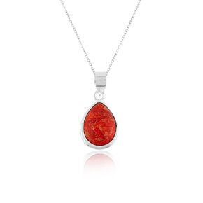 Yashee Natural Red Coral Pear Shape Crystal Crity Neclace قلادة قلادة ، أحجار شفاء ، بلورة حقيقية ، حجر الموس