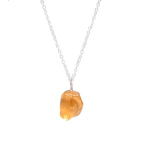 Real Citrine Raw Pendant Necklace, Yellow Rough Stone, Healing Citrine, Chakra Gemstone, November Birthstone, Natural Crystal, Women Jewelry, 925 Sterling Silver 18 inch