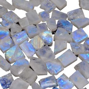 50 carats Natural Rainbow Moonstone Rough Gemstone, Raw Crystals Rock, Jewelry Making Supply, Healing, Crafts-DIY Stone, 12 to 18 mm
