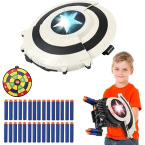 Shield Dart-Blasting Toys for Guns-Toys for Superhero 6 7 8 9+ Year Old Boys,Kids Roleplay Toy with Lights, with 30 Darts