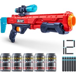 Excel Hawk Eye (5 أهداف إطلاق نار + 12 سهامًا) بواسطة Zuru ، X-Shot Red Foam Dart Blaster ، Toy Blaster ، نطاق استهداف قابل للفصل ، ألعاب للأطفال ، المراهقين ، البالغين (أحمر)