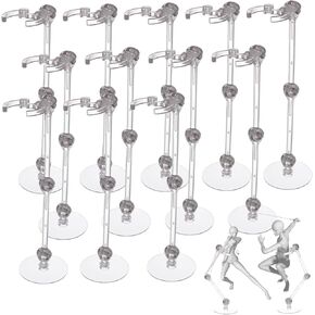 12 Pcs Action Figure Stand, Sturdy Doll Stand for 0.5" to 10" Dolls, Dolls Display Holder for Mini Action Figure (Clear)