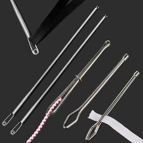 4 Pieces Drawstring Threader Tool Set, 2 Pieces Long Metal Spring Drawstring Threaders, 2 Pieces Metal Tweezers, Quick and Easy Sewing Threader for Drawstring Replacement