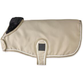 Dog Raincoat Faux Fur Trimmed Lined and Water Resistant Pet Jacket, Khaki, X-Large