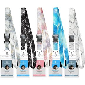 5 Pack Cruise Lanyard for Ship Cards with Marble Pattern Cute Cruise Ship Lanyards with Waterproof ID Badge Holders for Keys, Cards Cruise Essentials for All Cruise Ships 2025, Mixed