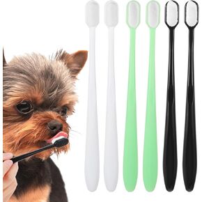 6 Pcs Ultra Soft Toothbrush for Small Dogs, Adult Pet Owners, Black, Green