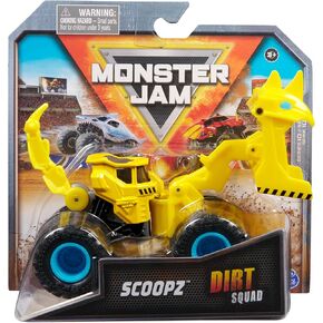 Monster Jam, Official Scoopz Dirt Squad Dump Truck Monster Truck with Moving Parts, 1:64 Scale Die-Cast Vehicle Toys for Boys 3+