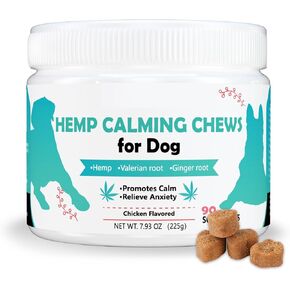 Hemp Calming Chews for Dogs Anxiety Relief Dog Calming Chews Natural Ingredients Dog Calming Aid with Separation, Barking and Sleeping, Promote Relaxation, Reduce Stress