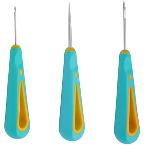 3Pcs Green Round Hole Cone Hand Drills Punch Needle Candles Wick Tools for DIY Silicone Mould Making Punch Candle Making，Punch Needle and Rug Punch，Candle Making Tools