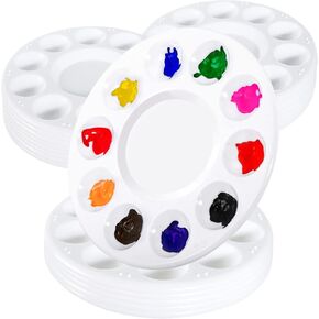 22Pcs Paint Tray Palettes,Plastic Paint Pallet,Round Plastic Palette with 10 Wells,Washable Paint Palette for Kids Adult Student DIY Craft Art Painting Supplies