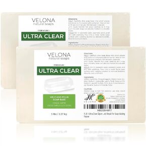 10 LB - Ultra Clear Glycerin Soap Base by Velona | Melt and Pour | Transparent Natural Bar For The Best Result for Soap Making