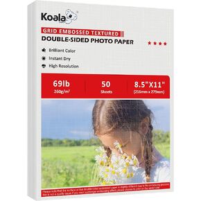 Koala Thick Grid Embossed Textured Double-sided Photo Paper 8.5x11 Inches 69LB Heavyweight 50sheets 260GSM Compatible with Inkjet Printer