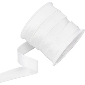 BENECREAT 13.6 Yard Satin Bias Tape 15mm/0.6inch Double Fold Satin Binding Bias Ribbon for Cheongsam Decoration, Clothing Seaming Piping, White